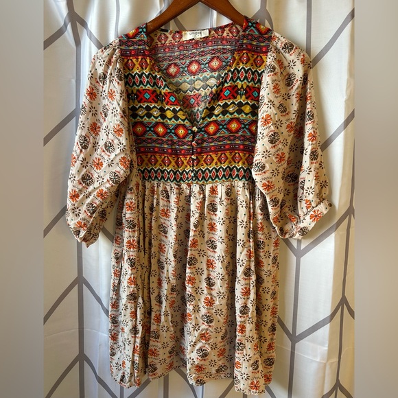 Umgee Cream and Multicolor Embroidered Mini Dress - Picture 6 of 6